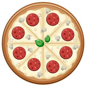比萨饼与 pepparoni 和蘑菇例证