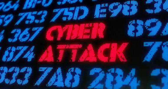 网络攻击和安全警报概念。屏幕风格插图中的红色警报警告和时髦词