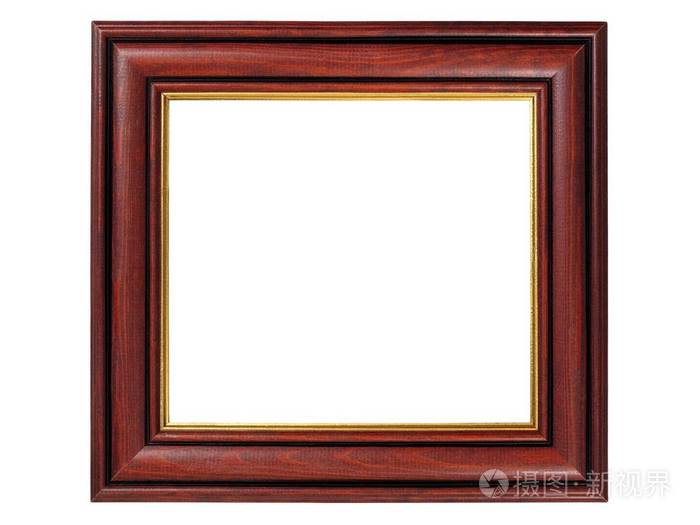 白色背景下的矩形木相框