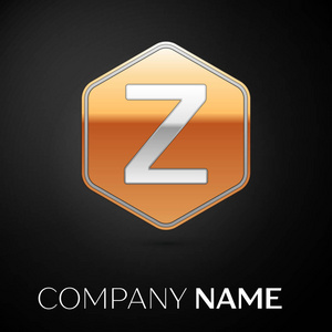 字母 Z 矢量标志符号在金色六角黑色背景。用于设计的矢量模板