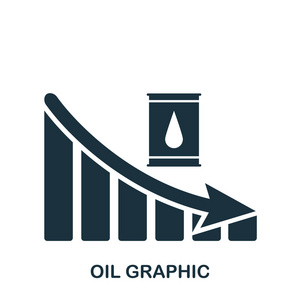 机油减少图形图标。移动应用程序, 打印, 网站图标。简单的元素唱歌。单色油减少图形图标插图
