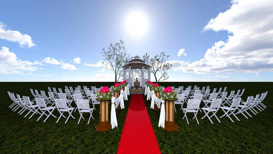 花园 wedding3d Cg 渲染花园婚礼