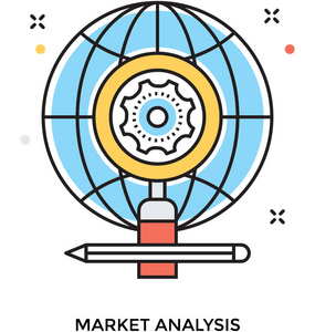 市场分析平面矢量图标