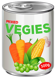 混合 vegies 插图的 Can