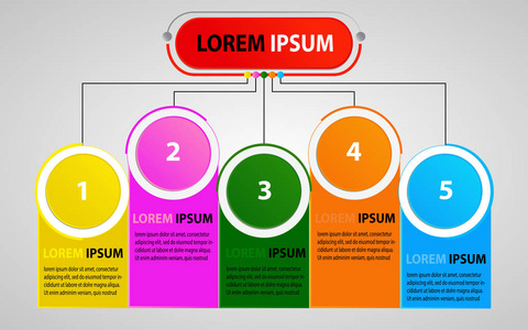 图表模板与5选项, 矢量插图