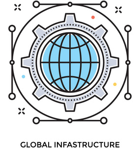 全球基础结构着色矢量图标