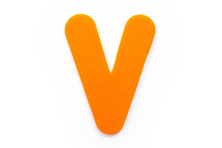 橙色字母 V 在白色背景下