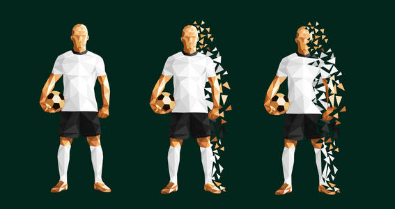 矢量插画足球运动员低聚风格概念德国套件统一颜色世界杯2018俄罗斯冠军埃及