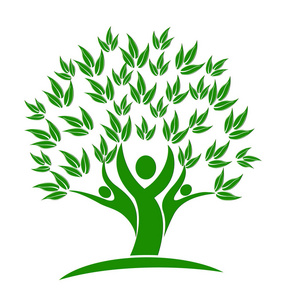 绿树自然人概念徽标矢量