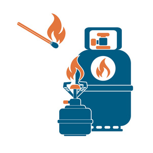 野营炉用气瓶图标矢量.矢量插图照片