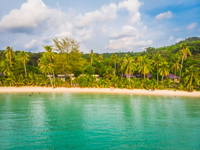 美丽的海景海滩和海洋与椰子棕榈树在天堂岛度假