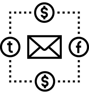电子邮件营销线矢量图标