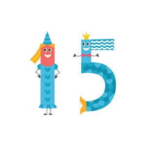 学习十五十五号卡通人物为教孩子或生日邀请-可爱的数字1照片