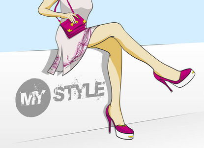 高跟鞋插画图片