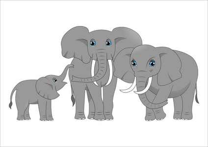 可爱卡通大象家庭