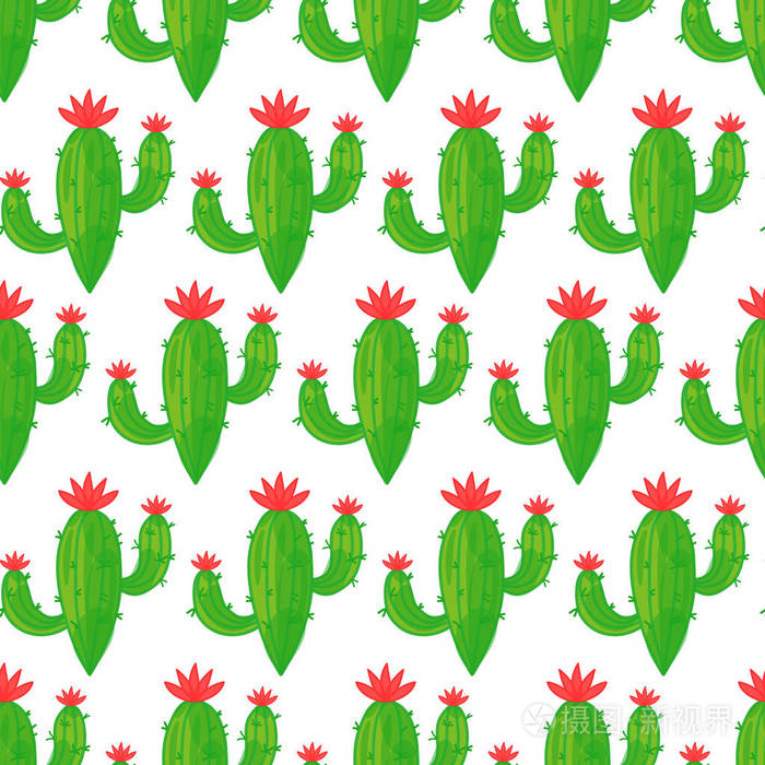 在光背景下的仙人掌图案无缝.向量