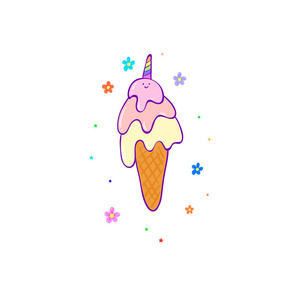 卡通可爱的冰淇淋。向量