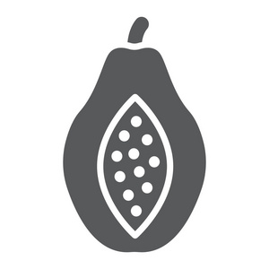 木瓜雕文图标, 水果和维生素, 饮食符号, 矢量图形, 在白色背景上的固体图案, eps 10