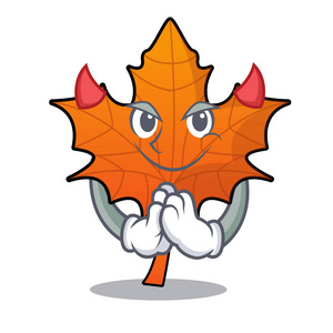 叶吉祥物魔鬼红枫叶吉祥物卡通矢量插画照片