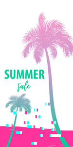 夏季时间棕榈树横幅海报
