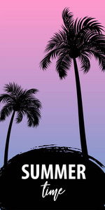 夏季时间棕榈树横幅海报