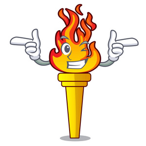 闪烁火炬字符卡通风格矢量插画照片