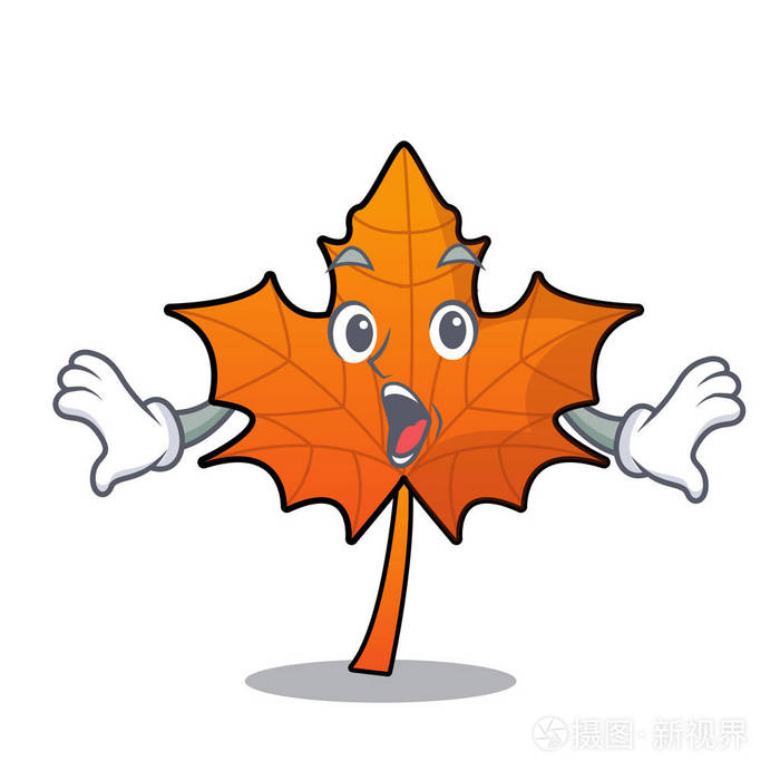 惊奇红枫叶吉祥物卡通矢量插画