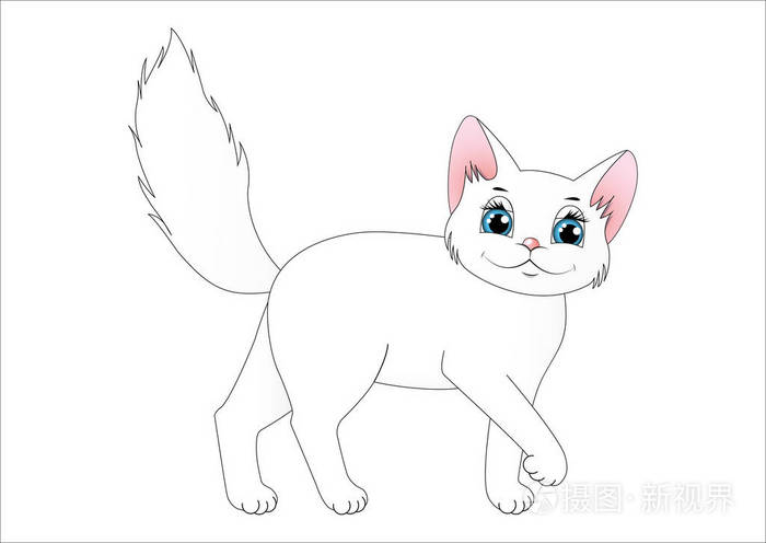 可爱的卡通白色猫