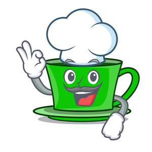 厨师绿茶人物卡通矢量插画图片