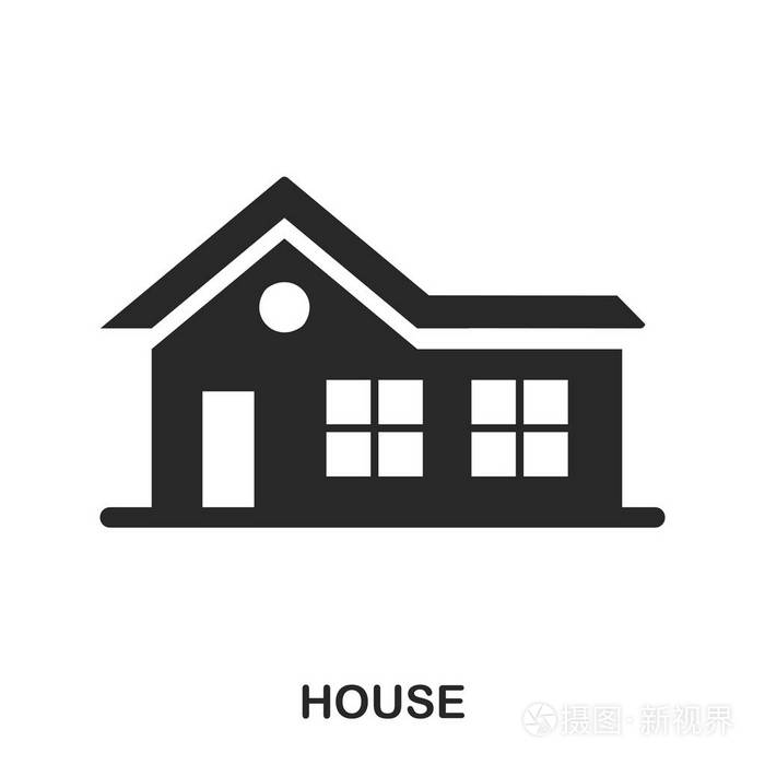 线条样式图标设计.ui.住宅图标的插图.象形文字被隔离在白色.