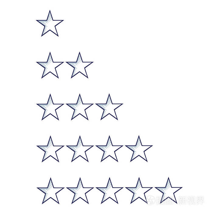 设置五个剪影星等级模板, 在白色被隔绝.手绘涂鸦卡通矢量插画