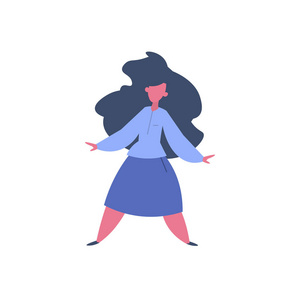 休闲女人物舞蹈姿势孤立女性卡通全长平照片