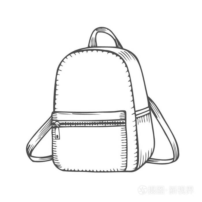 手绘矢量背包.山旅游设备.矢量图