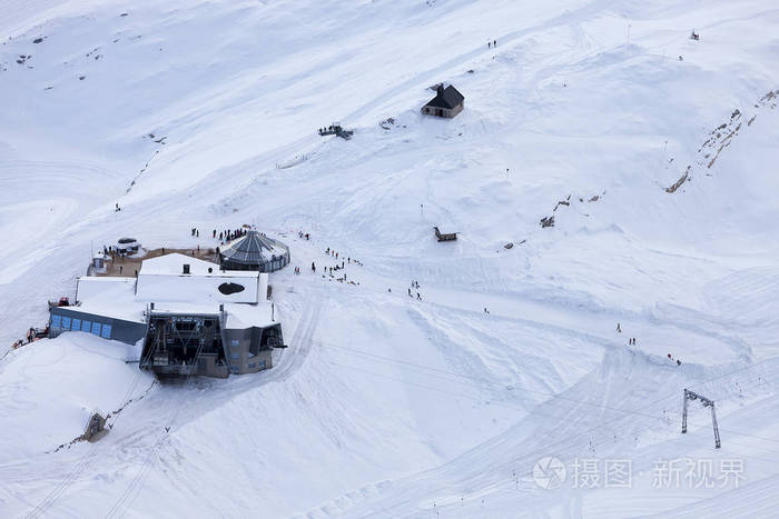 滑雪升降机在冬天天, 德国阿尔卑斯