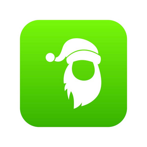 帽子与绒球圣诞老人和胡子图标数字绿色