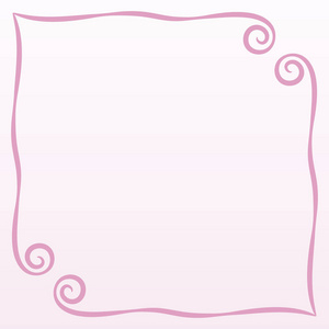 框架粉红色简单卷发矢量插图明信片页背景记录正方形在一个苍白的粉红色背景空的地方说一首诗祝贺