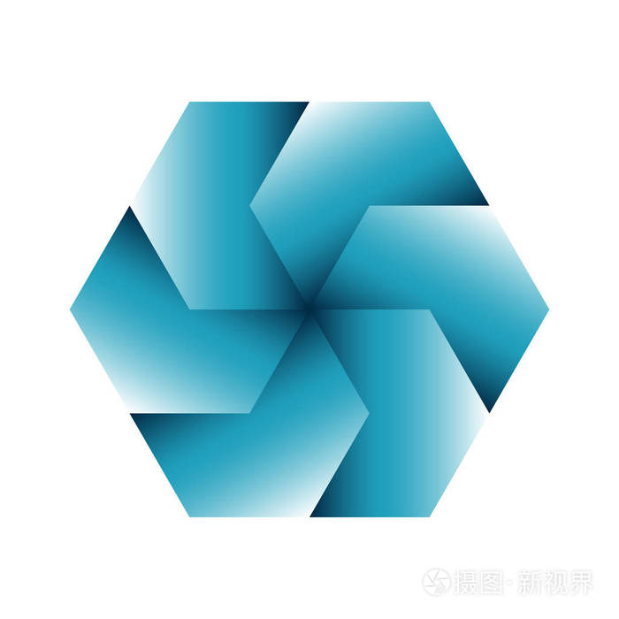 旋转六边形在白色背景下被隔离.eps10 矢量