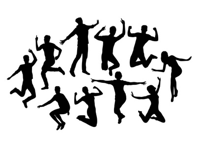 快乐的人活动剪影, 艺术矢量设计照片