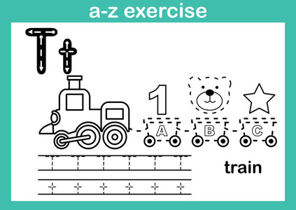 字母 a 到 z 操与卡通词汇为着色书籍插图,矢量照片