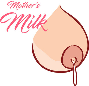 牛奶的涂鸦一个女人的乳房与牛奶滴手画轮廓涂鸦图标照片