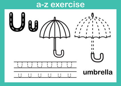 字母 a 到 z 操与卡通词汇为着色书籍插图,矢量照片