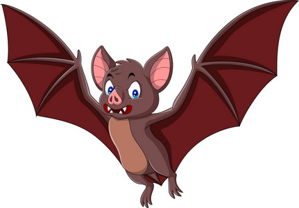卡通蝙蝠飞离白色背景照片