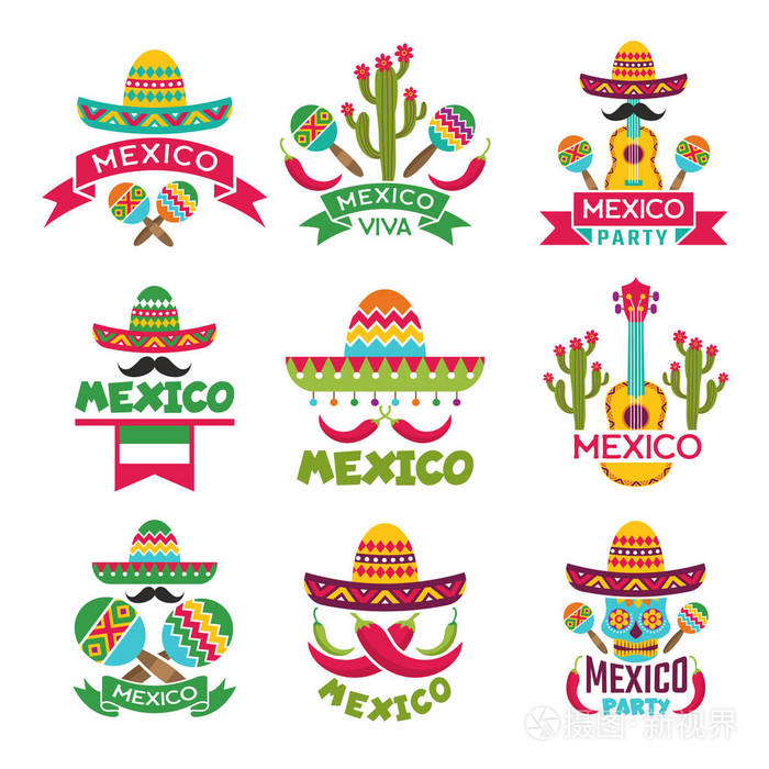 墨西哥徽章的矢量彩色设计