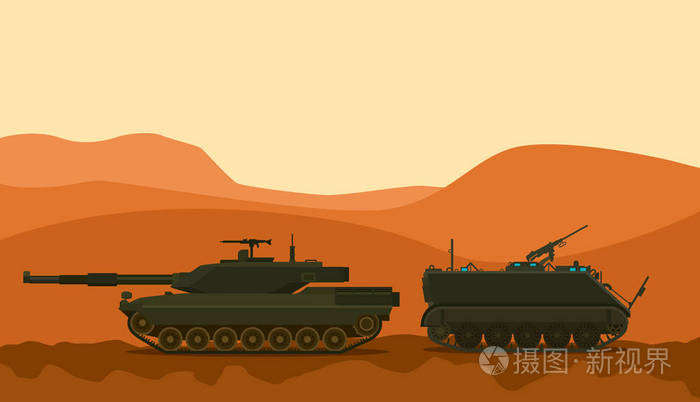 坦克战争沙漠战士与山背景向量图解图插画-正版商用图片0uosyb-摄图新