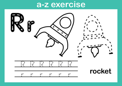 字母 a 到 z 操与卡通词汇为着色书籍插图,矢量照片