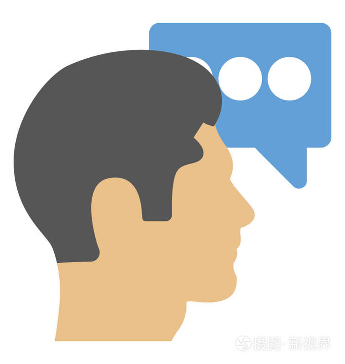 一个有侧面表情和讲话气泡的男人, 说话的人