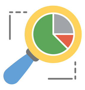 用饼图描述统计分析的放大镜图片