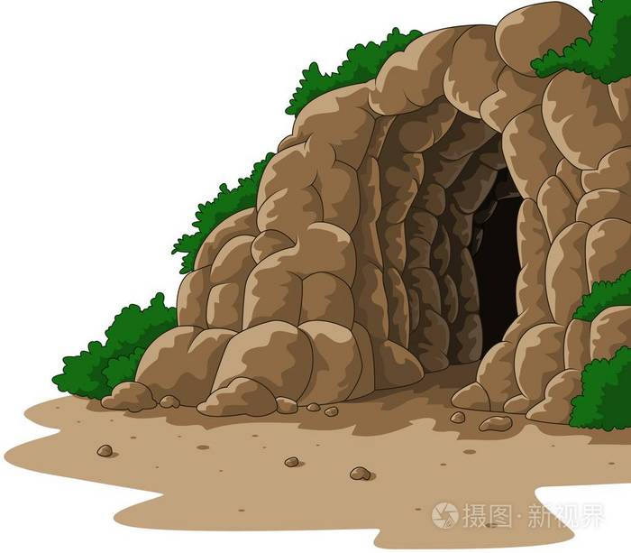 卡通洞穴孤立在白色背景
