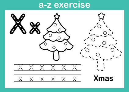 字母 a 到 z 操与卡通词汇为着色书籍插图，矢量