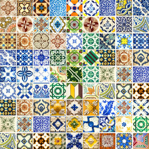 传统葡萄牙瓷砖在不同图案和颜色中的 Photographe